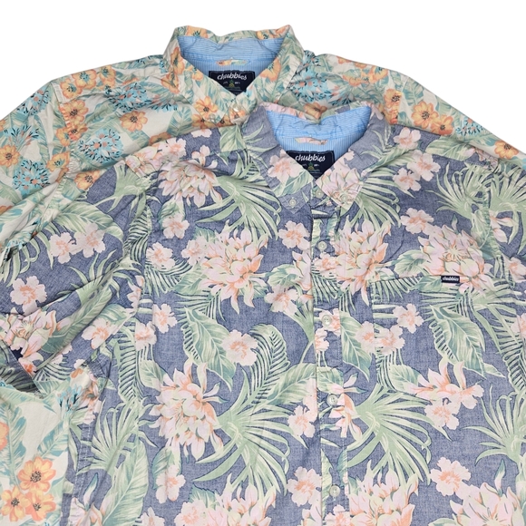 chubbies Other - Chubbies Lot Of 2 Mens Regular Fit Hawaiian Floral Button Up Shirts Sz XL Beach